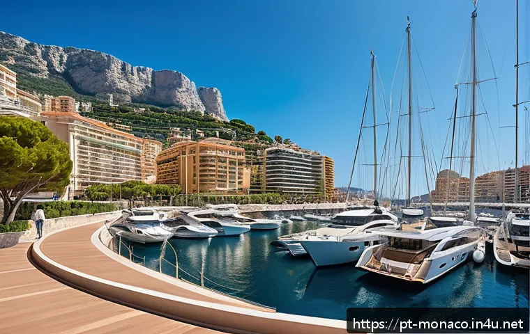 모나코 시민권 및 영주권 취득 방법 - A sophisticated urban scene in Monaco showcasing luxury real estate with modern apartments overlooki...