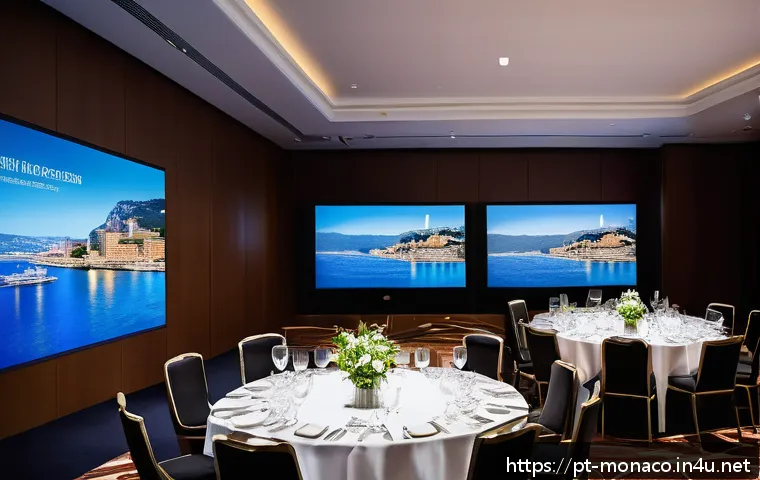 모나코에서 열리는 국제 회의 및 비즈니스 이벤트 - A sophisticated business networking event in Monaco&rsquo;s luxury conference hall, featuring diverse inte...